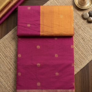 magenta and yellow maheshwari silk cotton saree